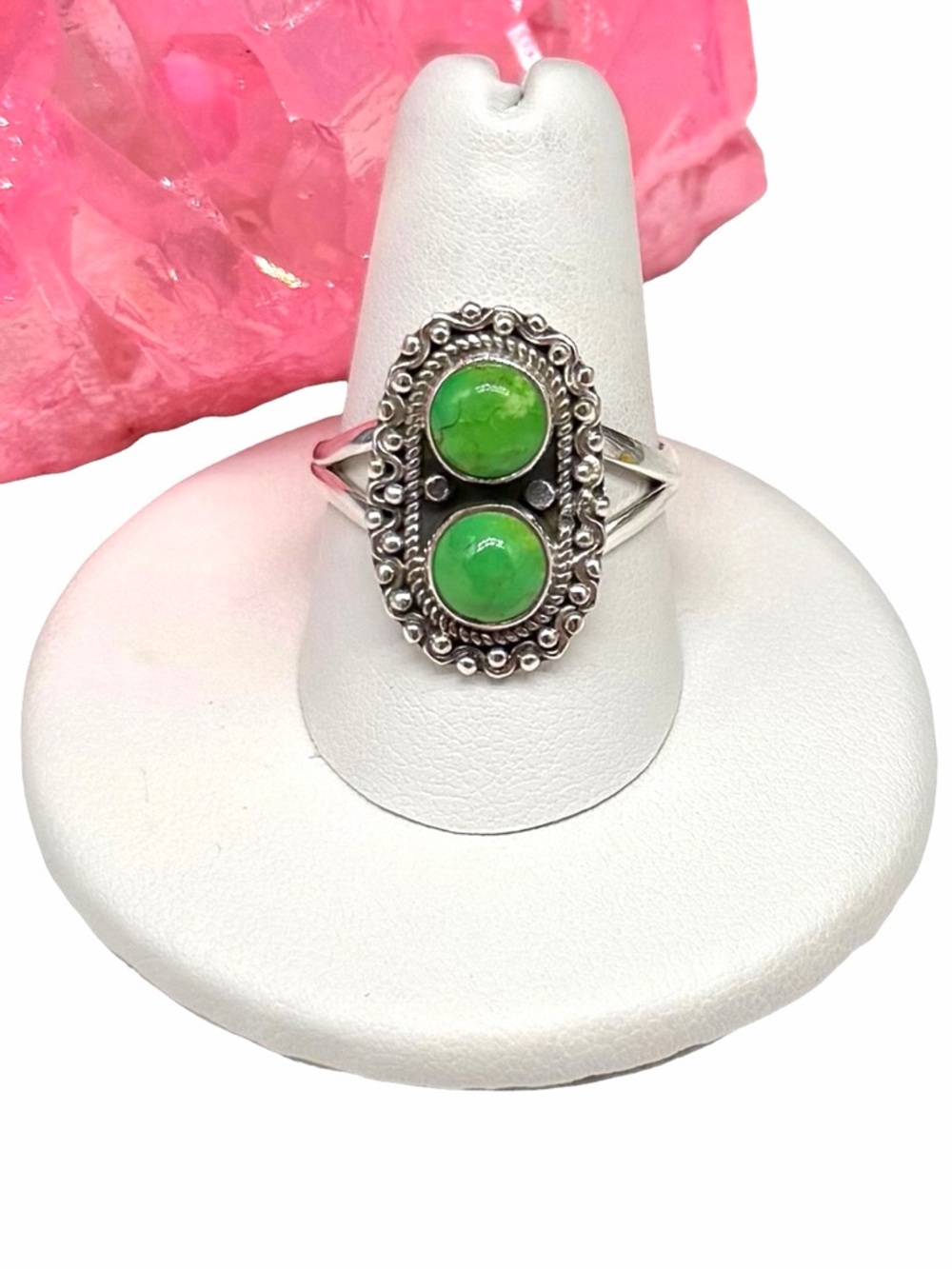 Arizona Green Mohave Turquoise Ring Size 8.5 Solid 925 Sterling Silver